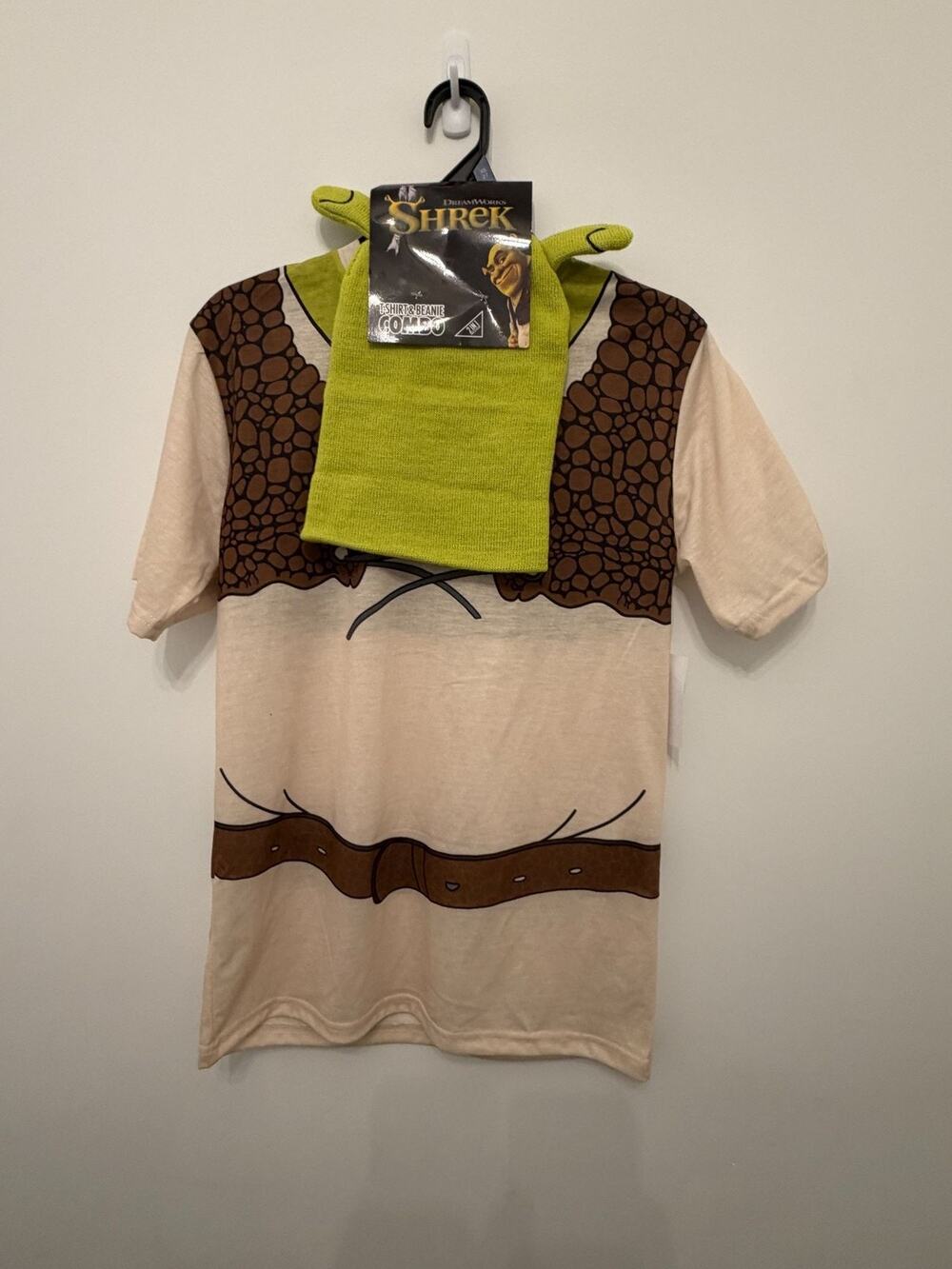 Shrek T-Shirt & Beanie Combo Set DreamWorks Costume Style Green & Brown